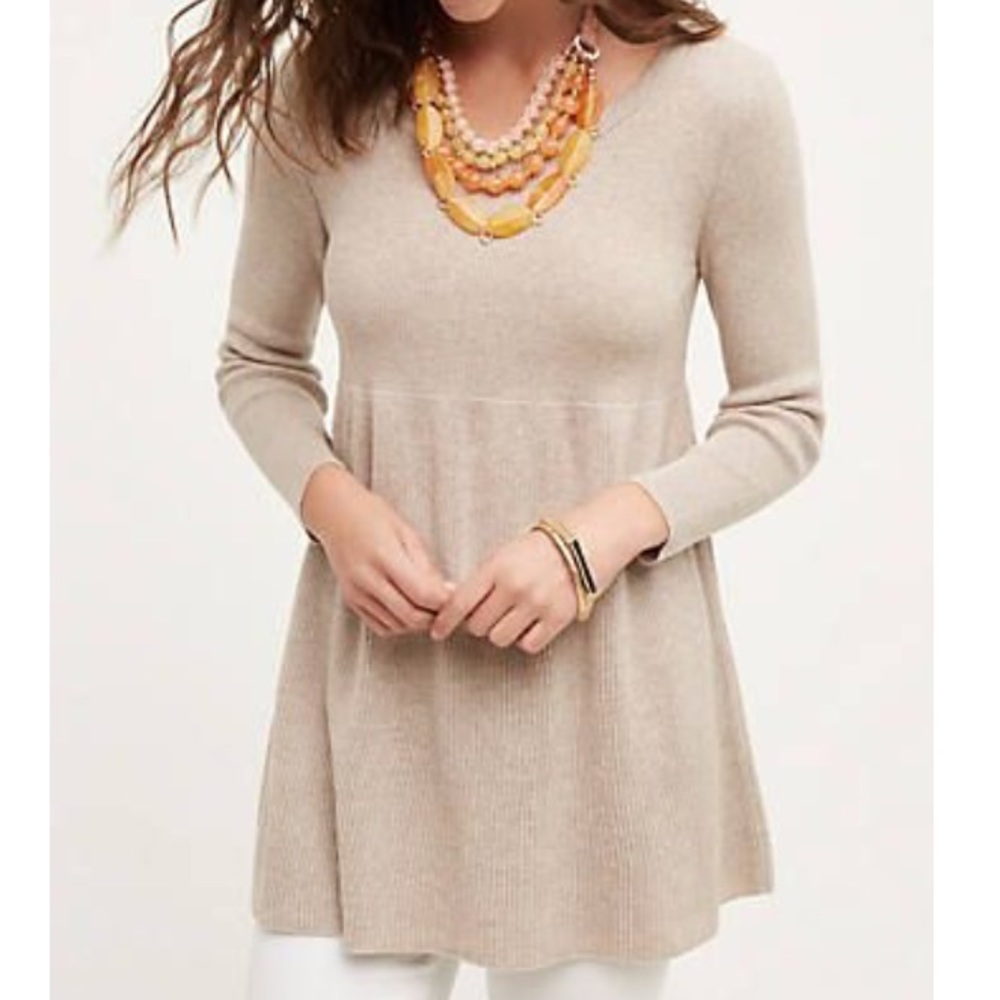 Knitted & Knotted S Neutral Riley Tunic - Anthro